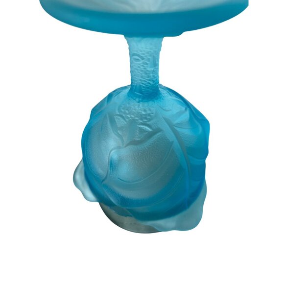 One replacement rare LG Wright cabbage leaf blue goblet. 6.25” tall holds 10oz - Picture 3 of 6